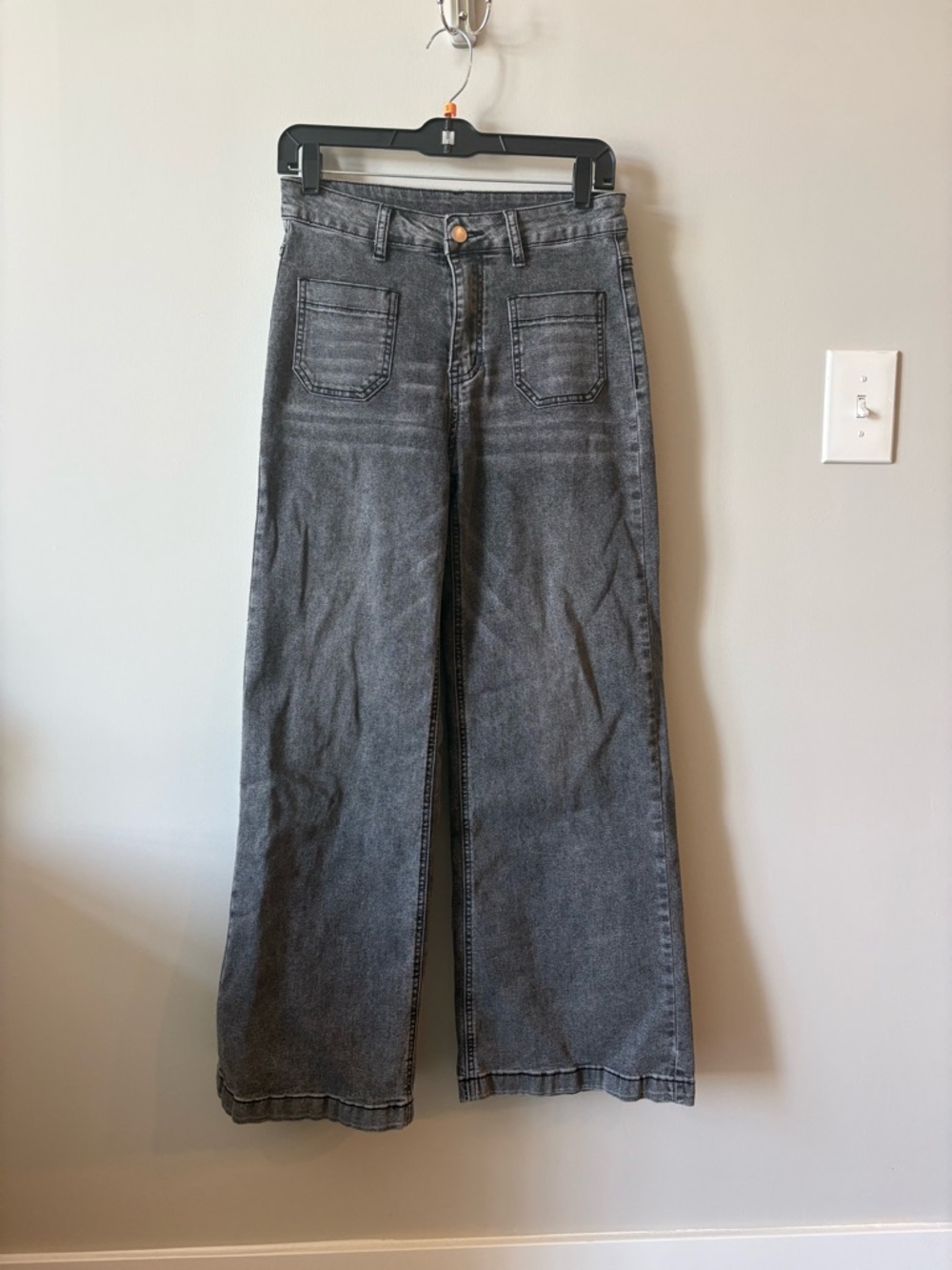 Wide Leg High-Rise Women's Jeans in Faded Black